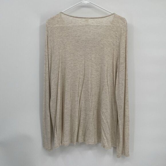 Old Navy Relaxed Lace-Up-Yoke Sparkle-Knit Top for Women Oatmeal Heather XL - Picture 6 of 7